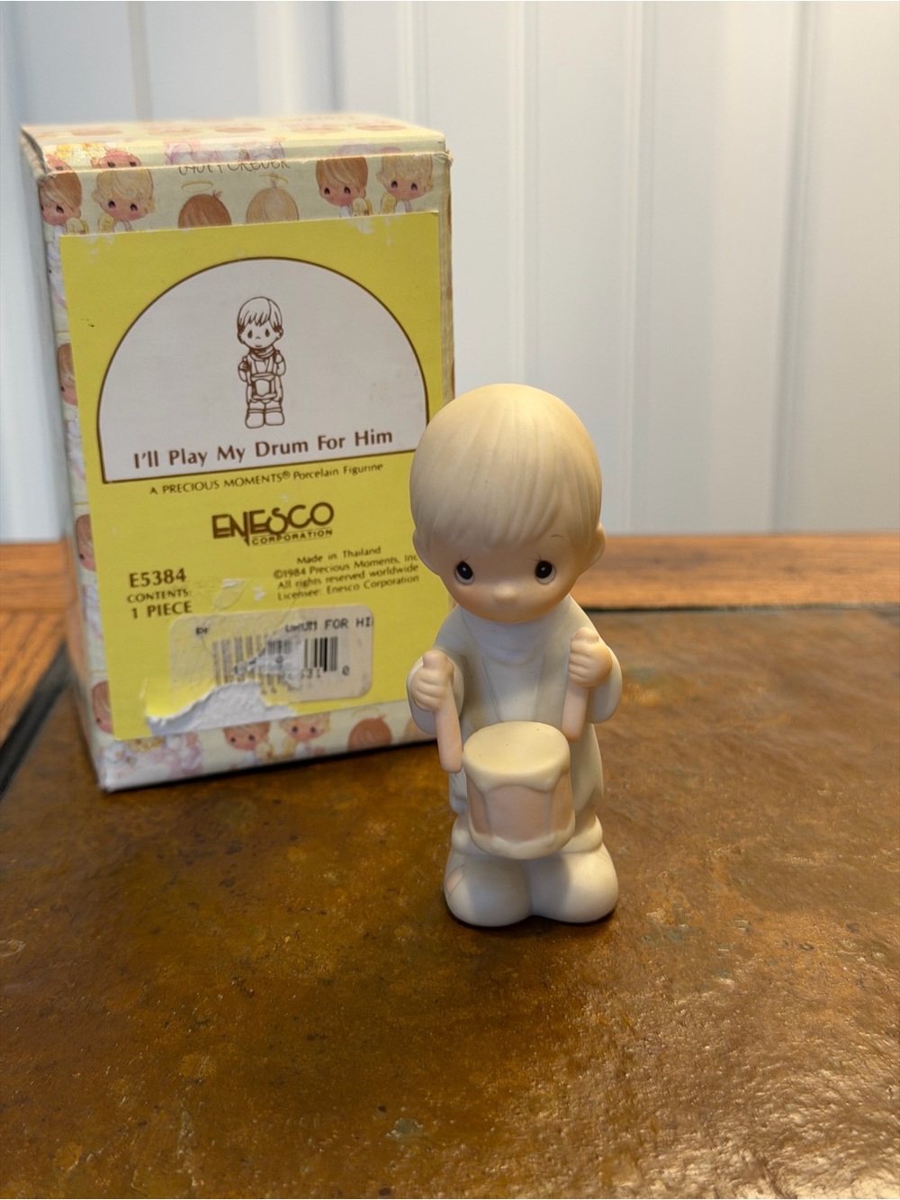 Enesco Porcelain 'I'll Play My Drum For Him' Figurine - Cream/White